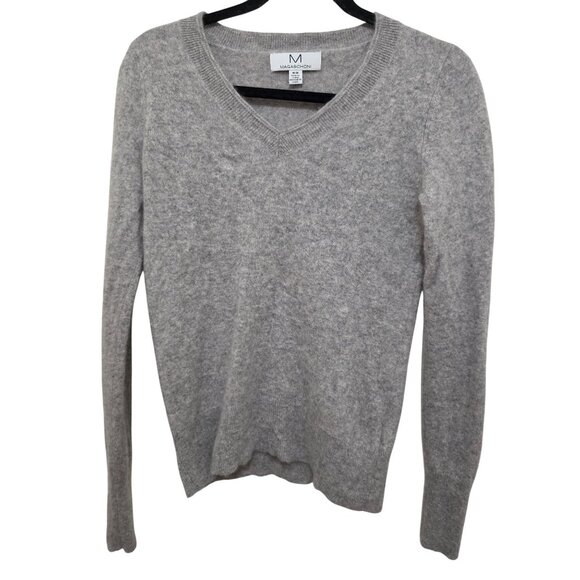 Magaschoni Women's Light Gray V-Neck 100% Cashmere Sweater Size M - Picture 1 of 9